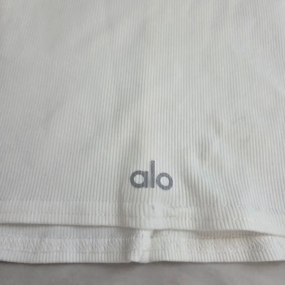 Alo Ivory Ribbed Crop Savvy Sport Top Size Small